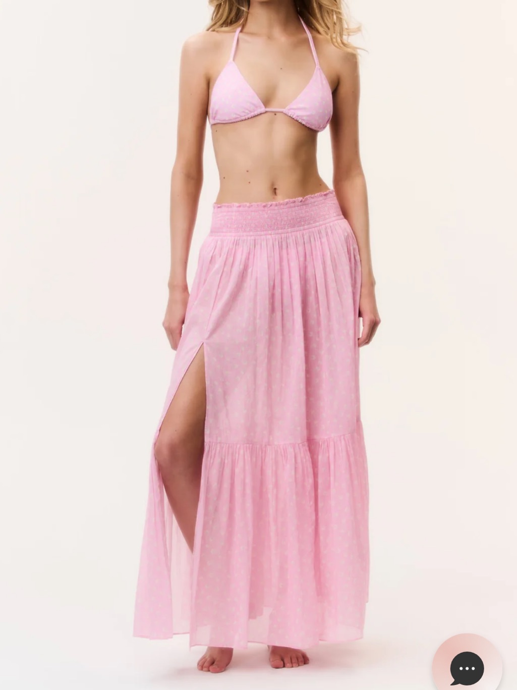 Loveshackfancy Umber Cotton Cover-Up Skirt In Polaroid Rose